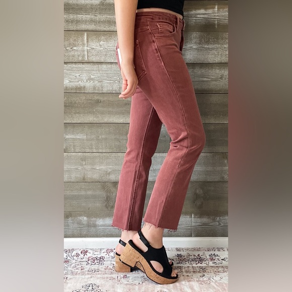 lovervet denim tummy control wine straight leg crop jeans raw hem LV1200WI 26 - Picture 15 of 16